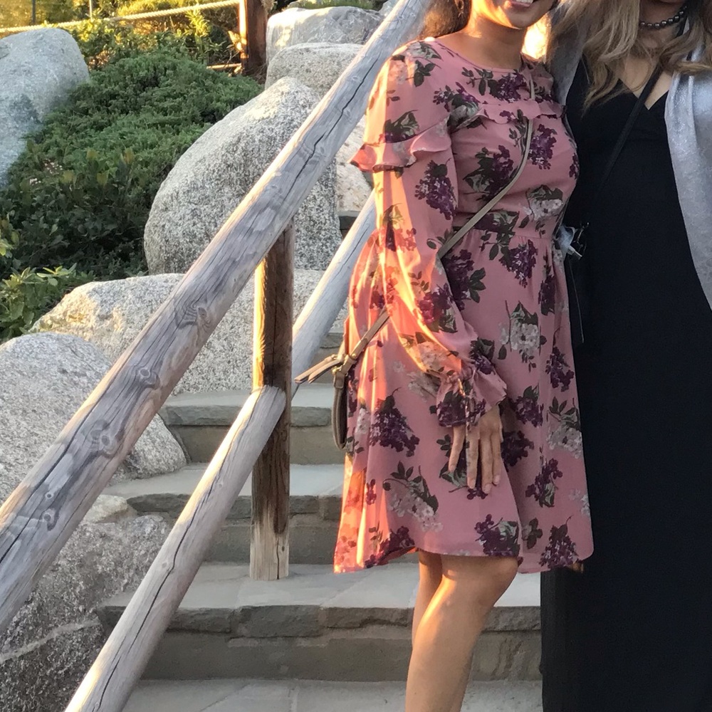 🍇 Loft Outlet Purple Floral Ruffle Dress